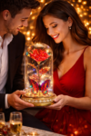 🌹 Луксозна вечна роза в стъклен купол с LED светлини